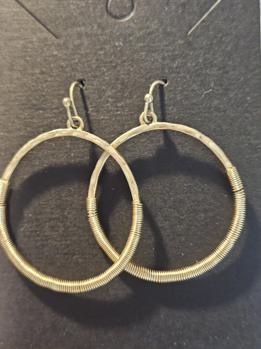 Gold Hoop Wire-Wrapped Dangle Earrings